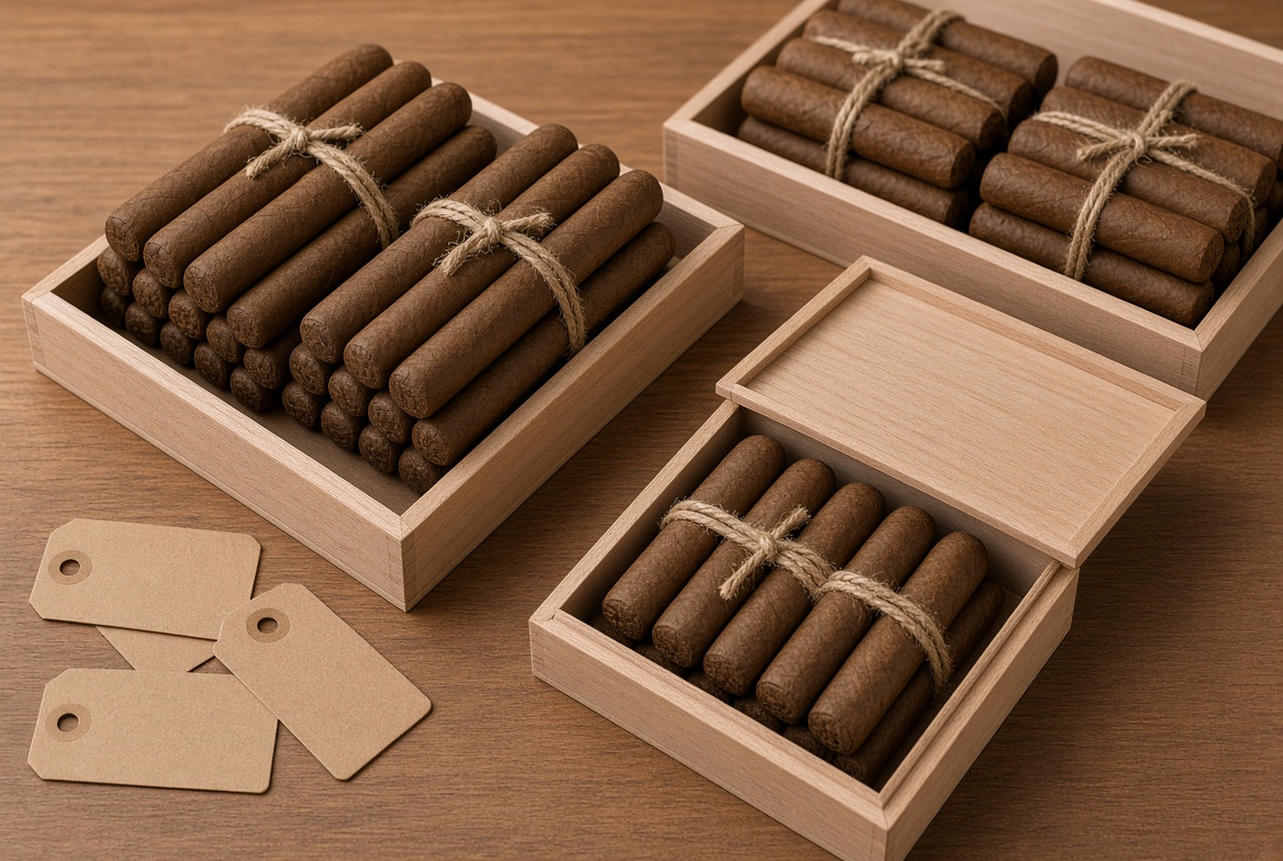 Value cigar bundles in cedar trays at Southland Trade